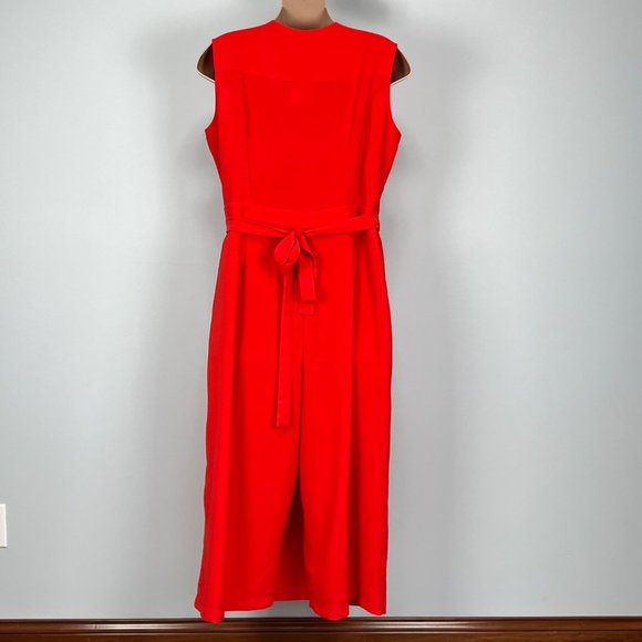 Gibson Latimer V Neck Sleeveless Wrap Jumpsuit Crimson Red plus size 18 - Picture 6 of 16
